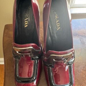Prada Women's Red and Black Loafers